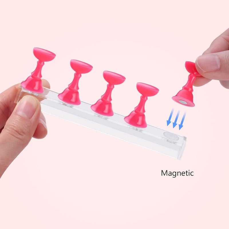 Etercycle Nail Stand Acrylic Nail Art Display Stand Practice Nail Holder for Painting Nails Magnetic Practice Stands with Double-sided Tape For Home DIY Salon Supplies (Rose pink) - Image 2